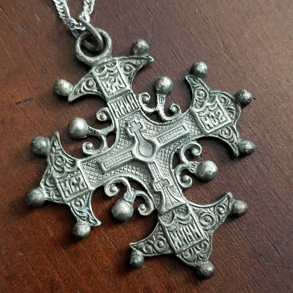 Relisted -Vintage Coppini cross necklace 800 silver bros Christian renaissance - Picture 4 of 17